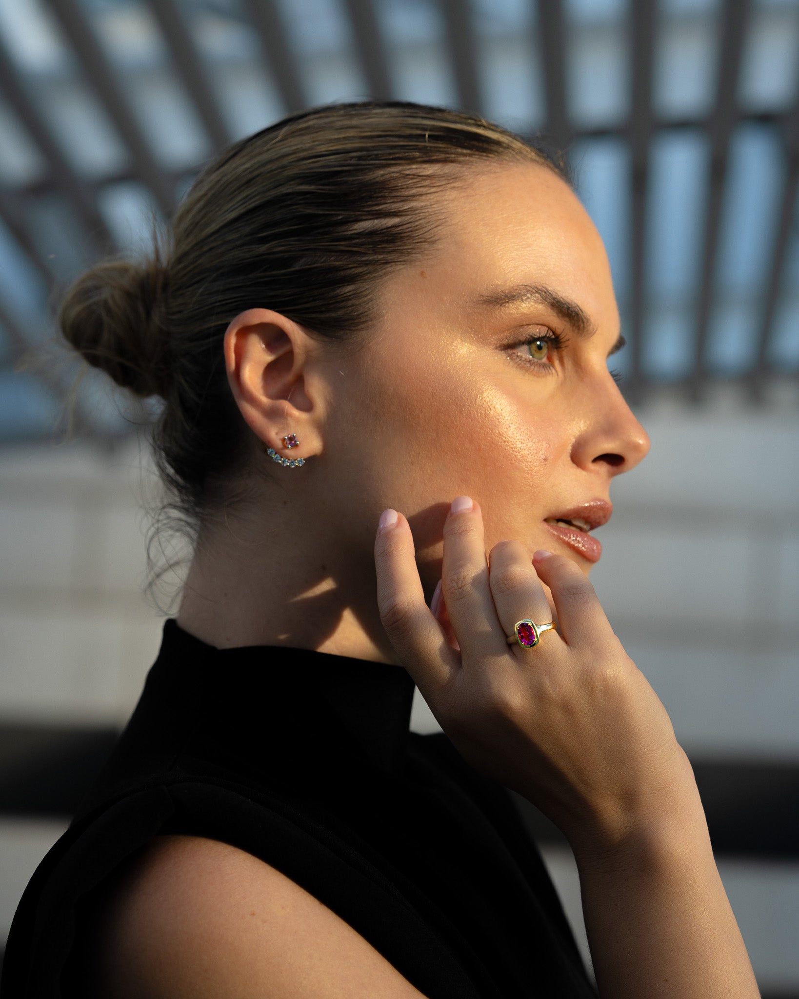 Pink Tourmaline Smile Earrings