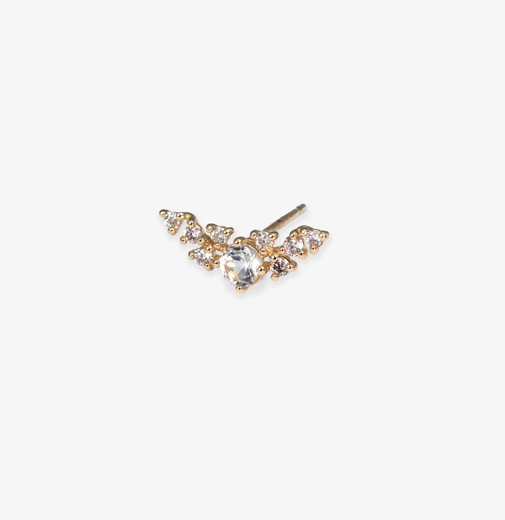 10K Solid Gold Wing Studs with Natural Diamond