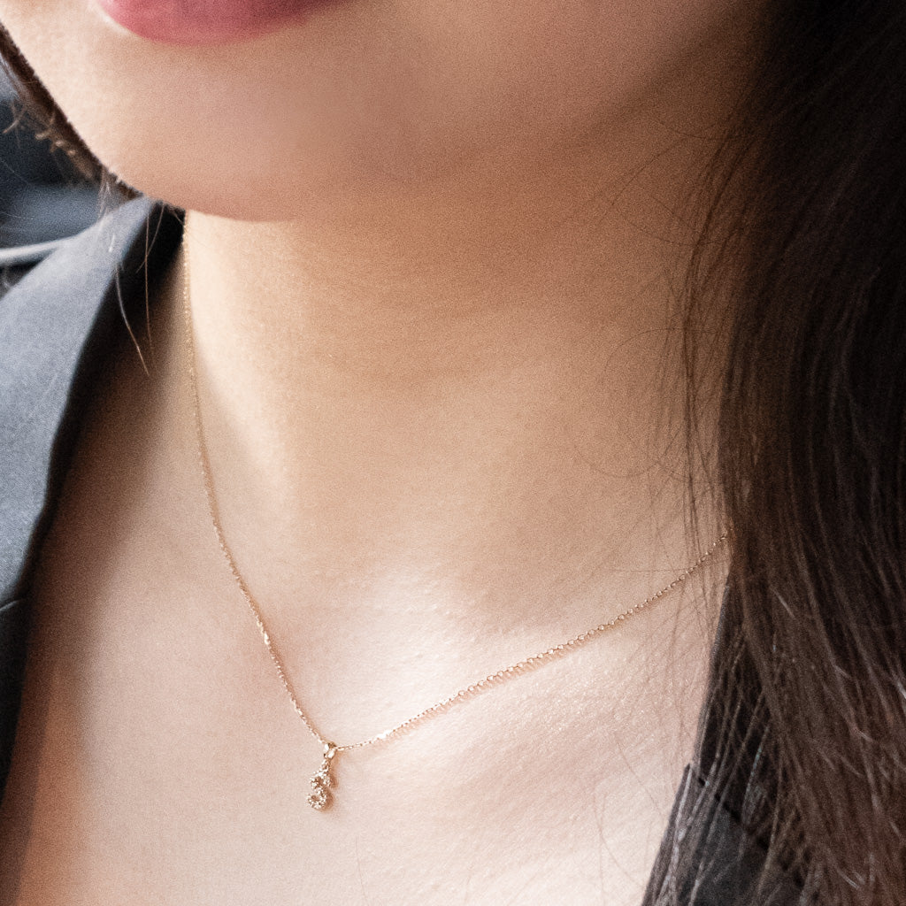 10K Solid Gold Diamond Alphabet Necklace