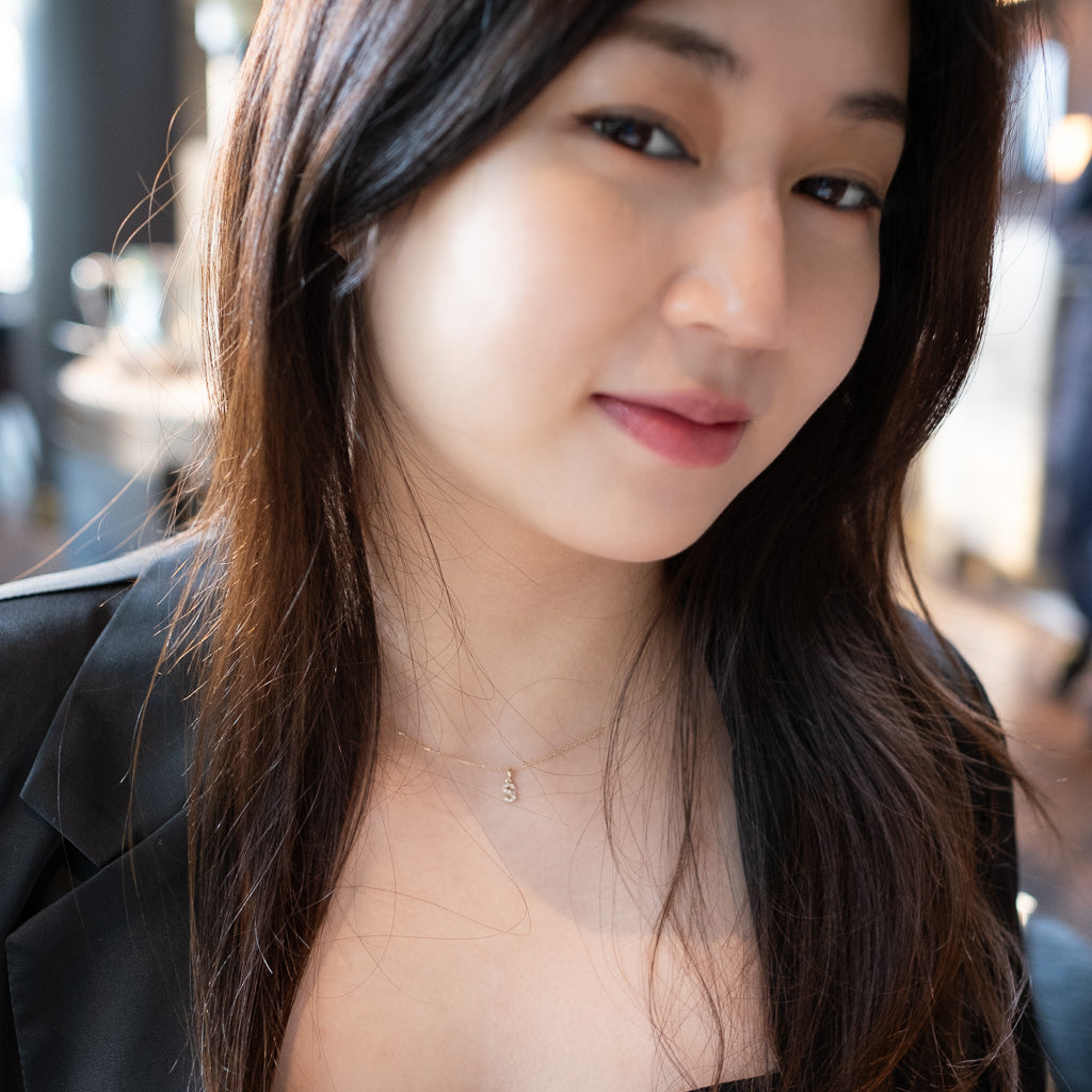 10K Solid Gold Diamond Alphabet Necklace