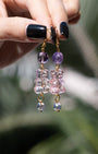 Lucky Bear Gold Earrings - Amethyst Crystal