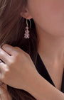 Love Bear Gold Earrings - Rose Quartz