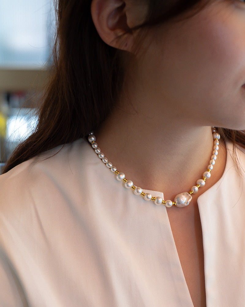 The Baroque Pearl Gold Necklace 42cm