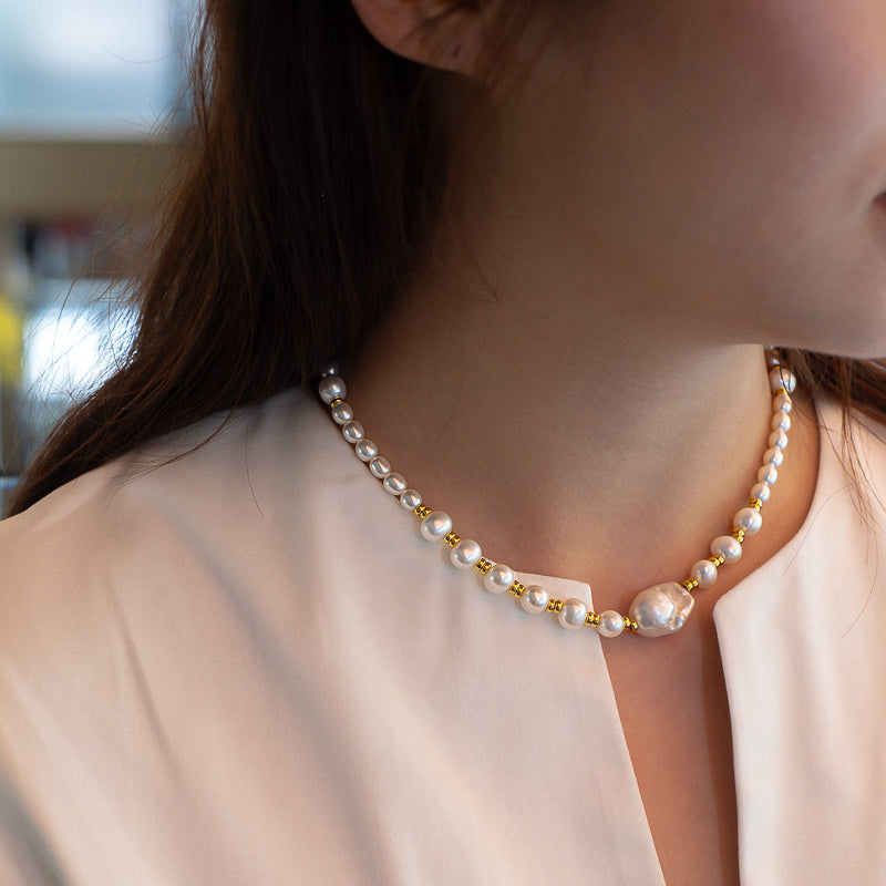 The Baroque Pearl Gold Necklace 42cm