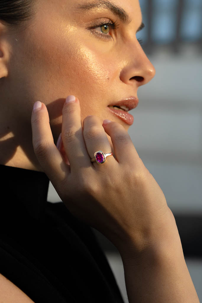 Pink Tourmaline Oval Ring