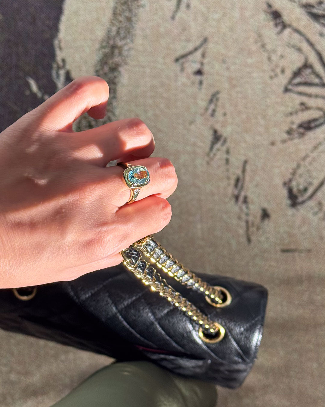 Aquamarine Oval Statement Ring