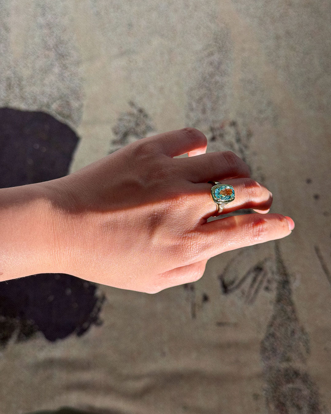 Aquamarine Oval Statement Ring