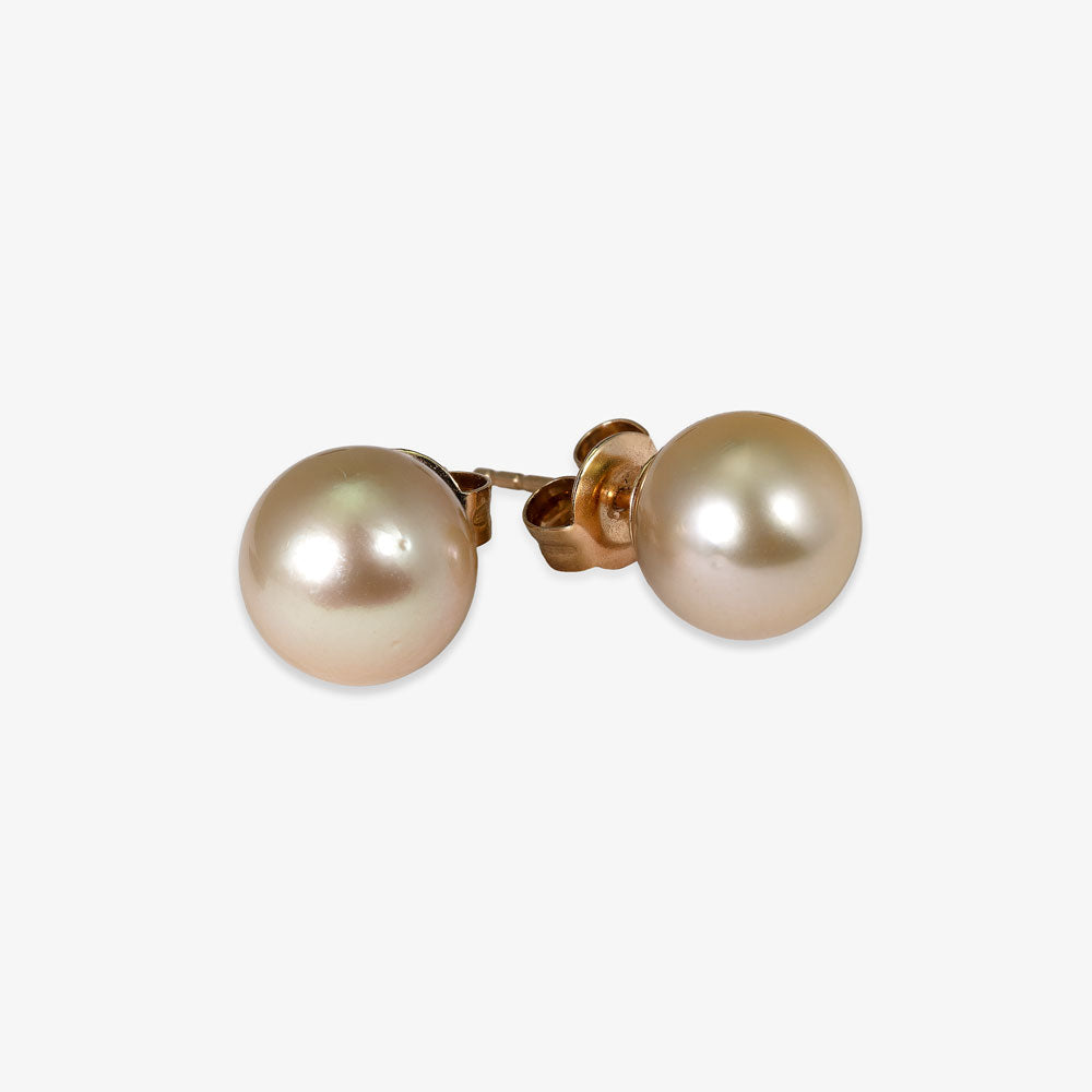 14K Yellow Gold - 9mm South Sea Pearl Studs Earrings with Butterfly Back