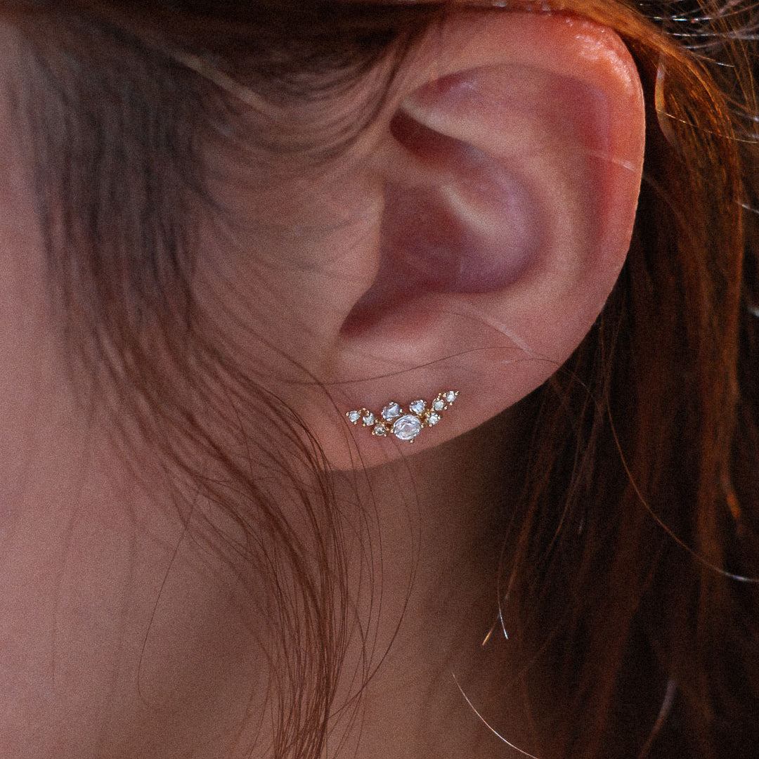 10K Solid Gold Wing Studs with Natural Diamond