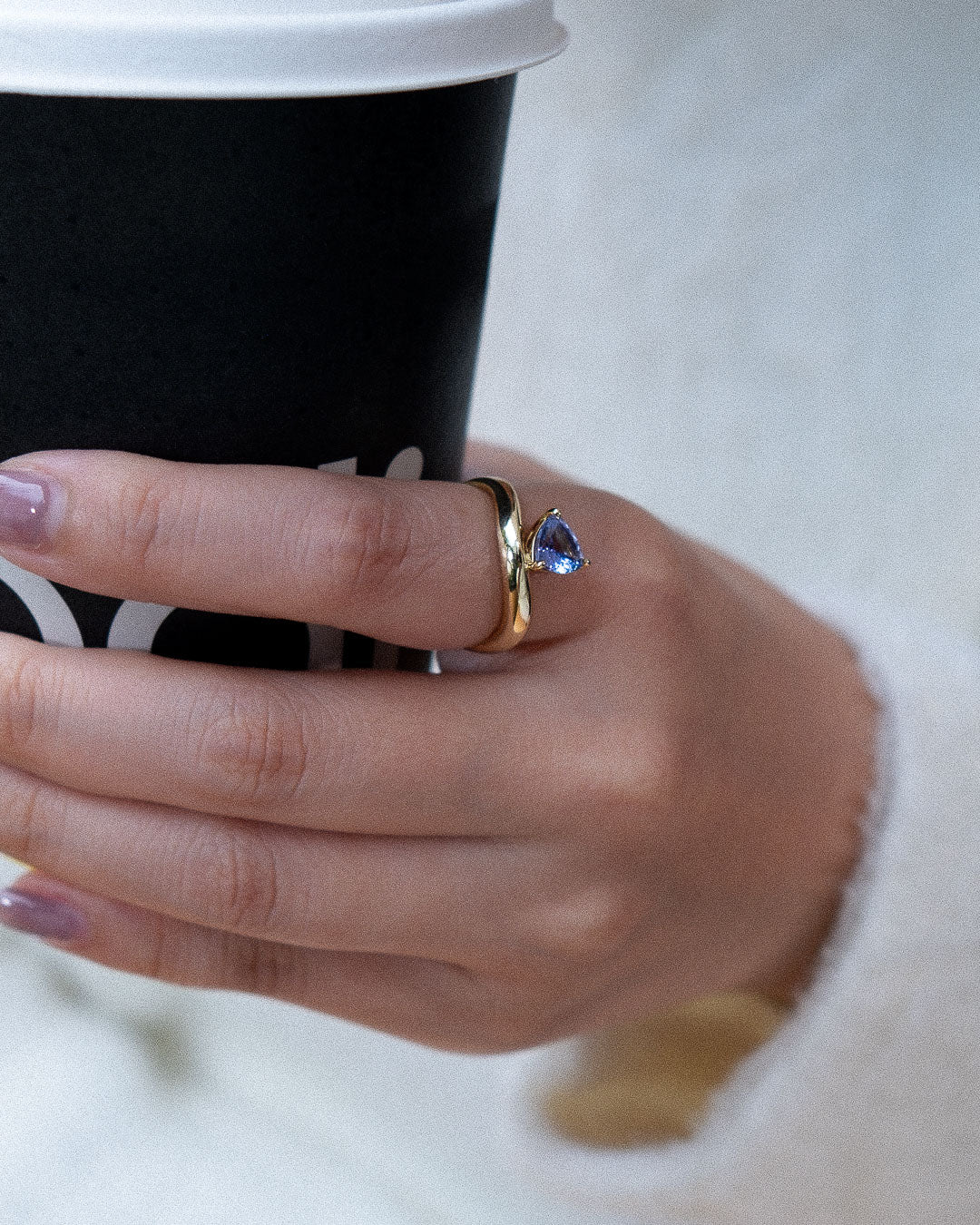 Tanzanite Trillion Curve Ring