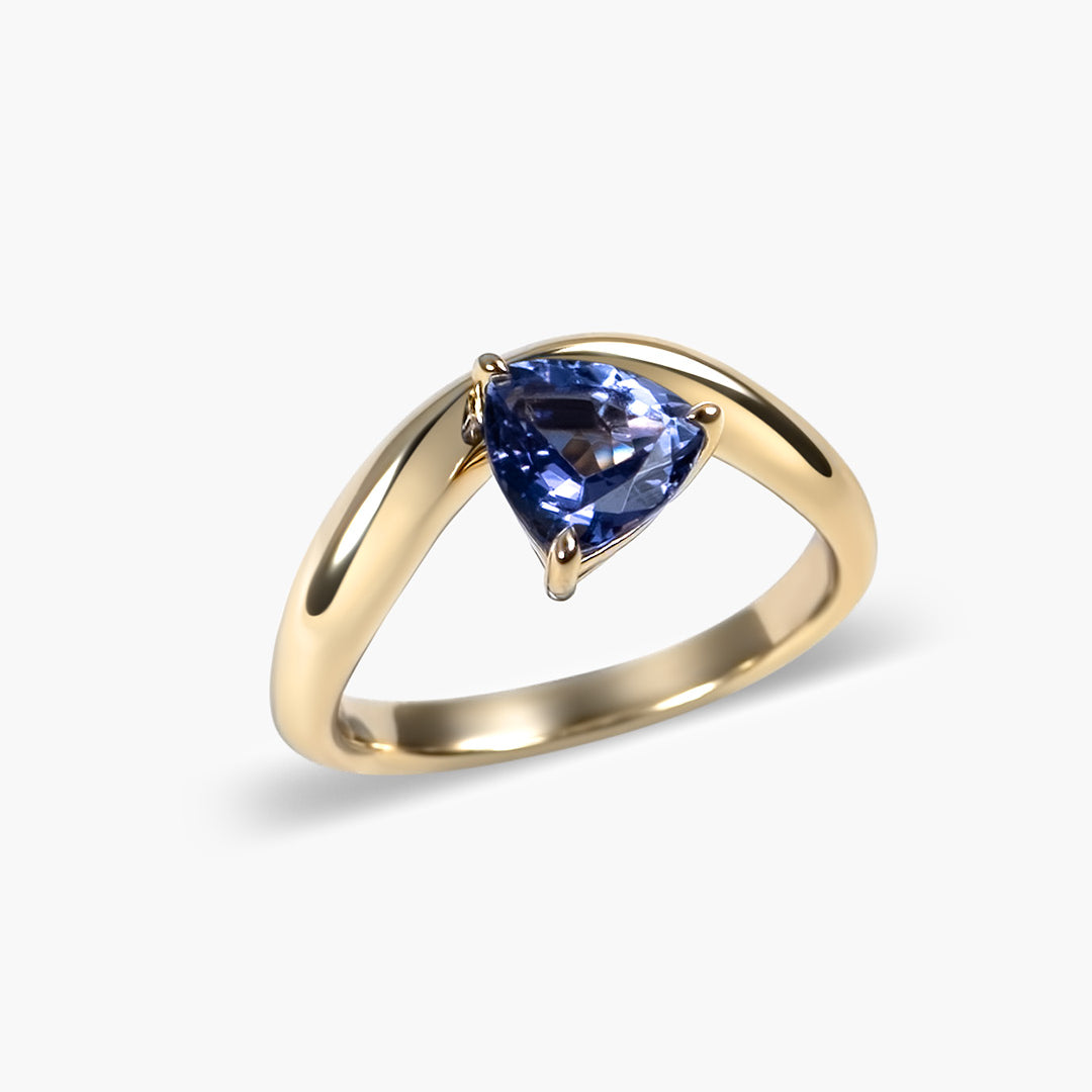 Tanzanite Trillion Curve Ring