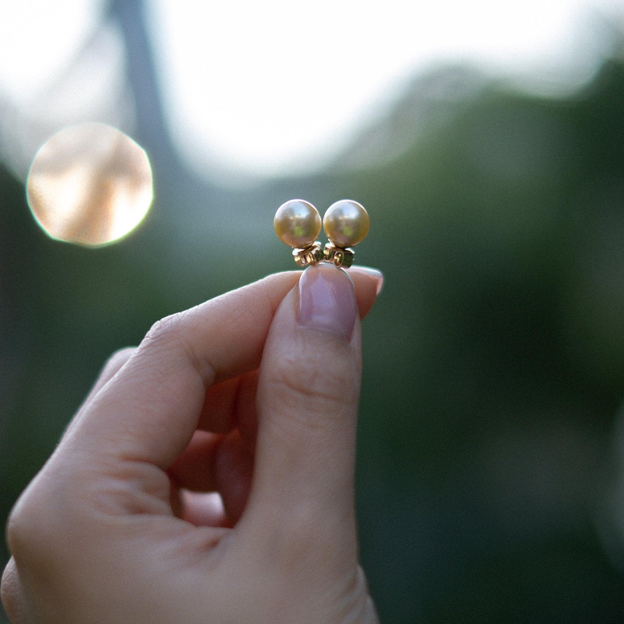 14K Yellow Gold - 9mm South Sea Pearl Studs Earrings with Butterfly Back