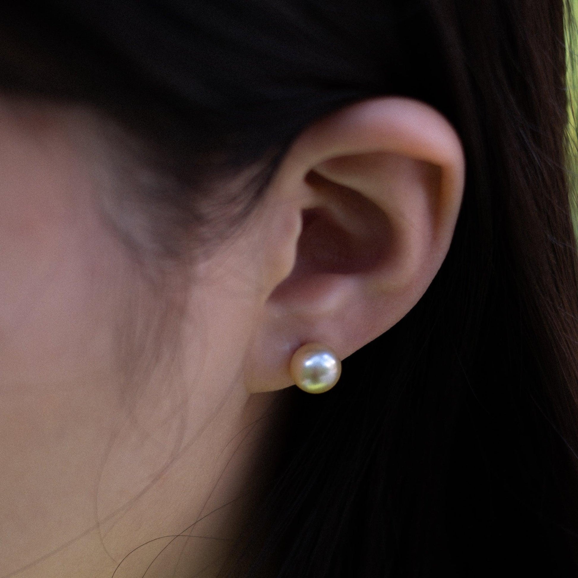 14K Yellow Gold - 9mm South Sea Pearl Studs Earrings with Butterfly Back