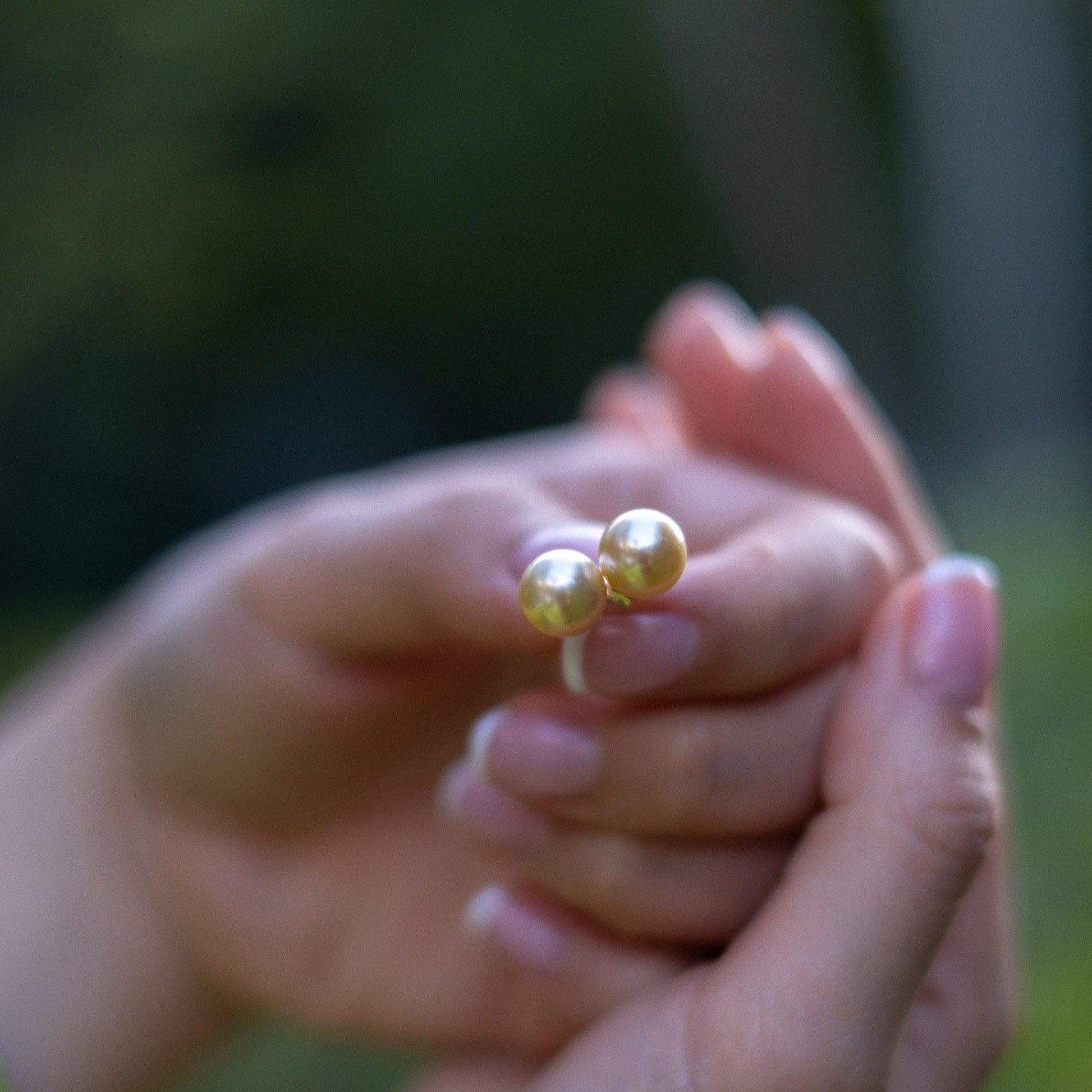 14K Yellow Gold - 9mm South Sea Pearl Studs Earrings with Butterfly Back