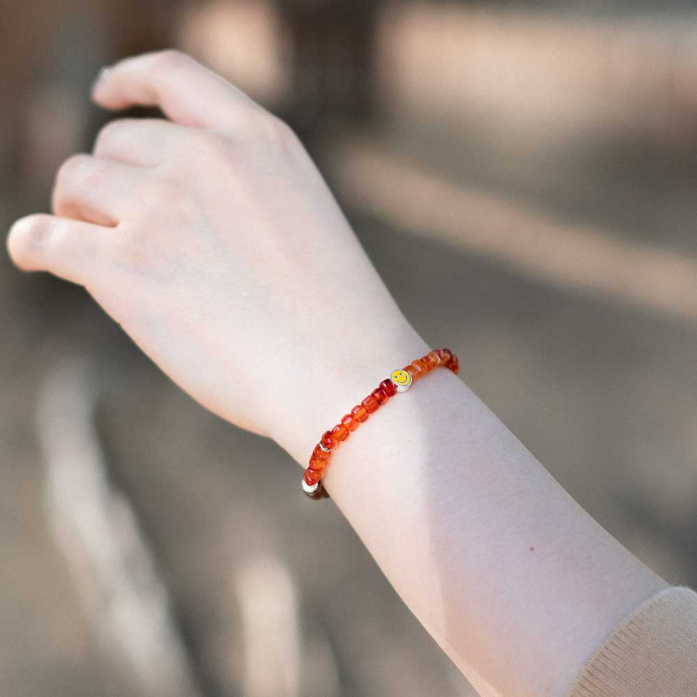 Wooden Carnelian - Smiley Bracelet