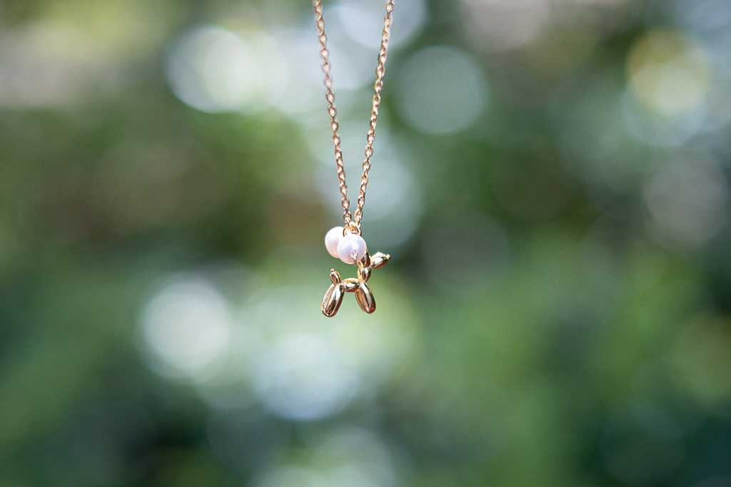 Golden Balloon - Pearly Dog Gold Necklace