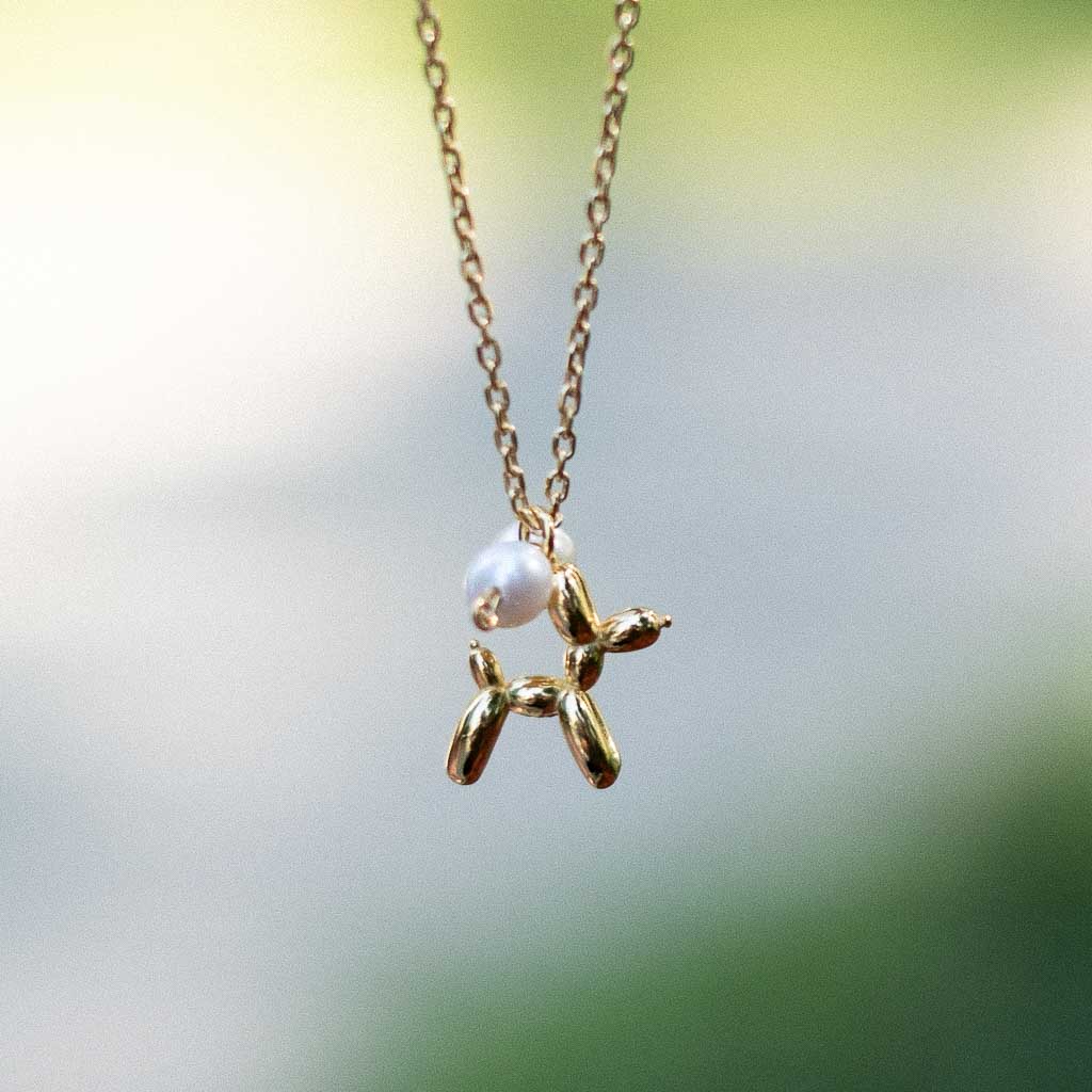 Golden Balloon - Pearly Dog Gold Necklace