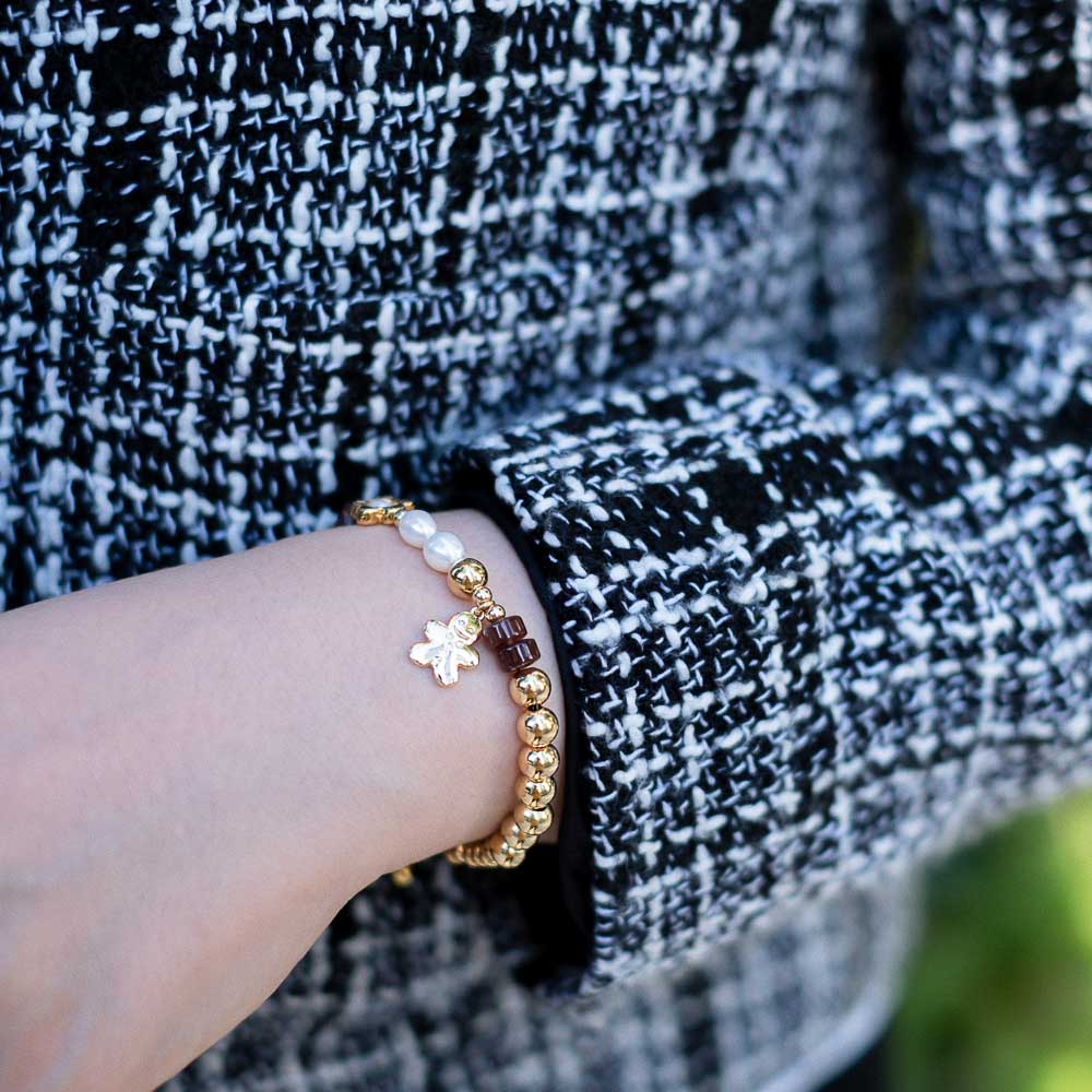 Sun in the winter - Sunstone Pearl Gold Bracelet