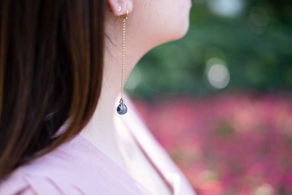 Autumn Ocean Tears - London Blue Topaz Gold Earrings