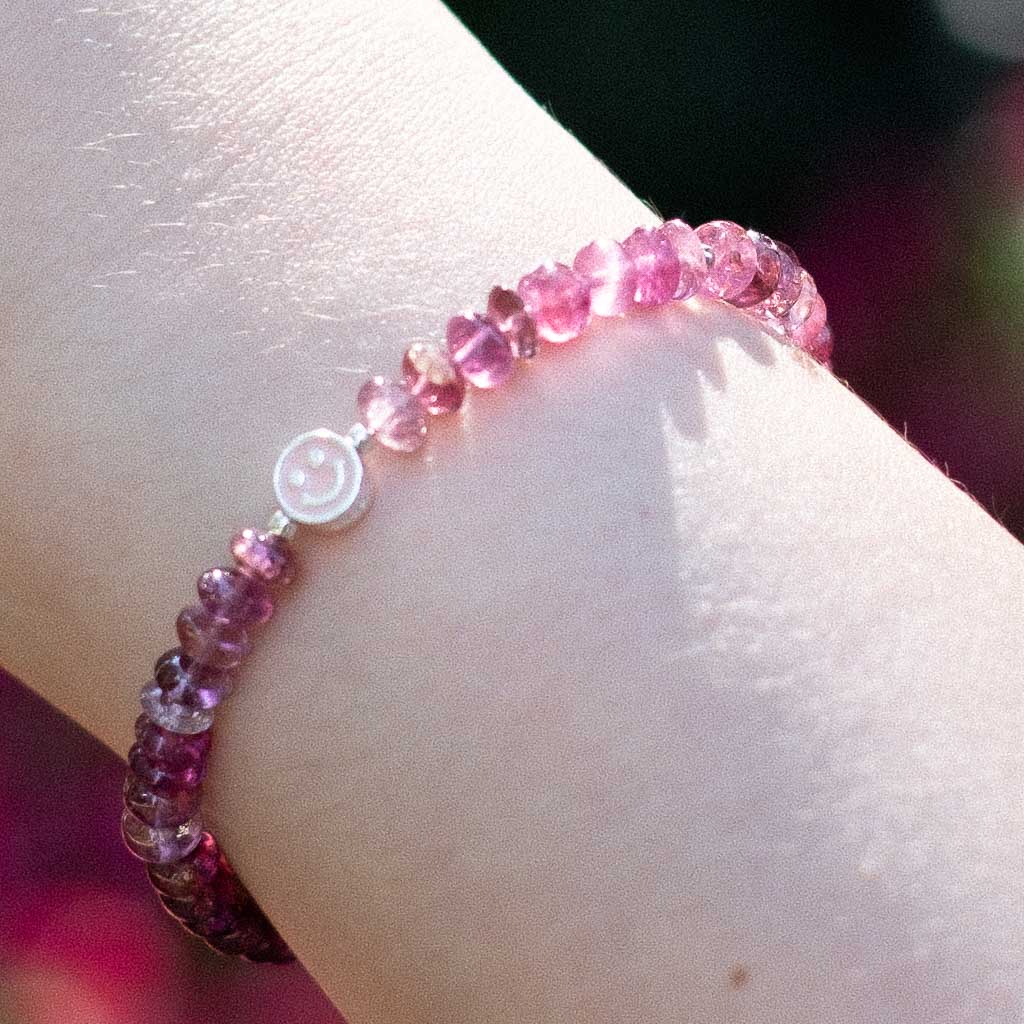 Jelly Bean - Pink Tourmaline Smiley Bracelet