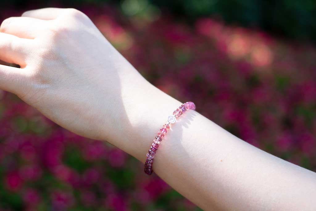 Jelly Bean - Pink Tourmaline Smiley Bracelet