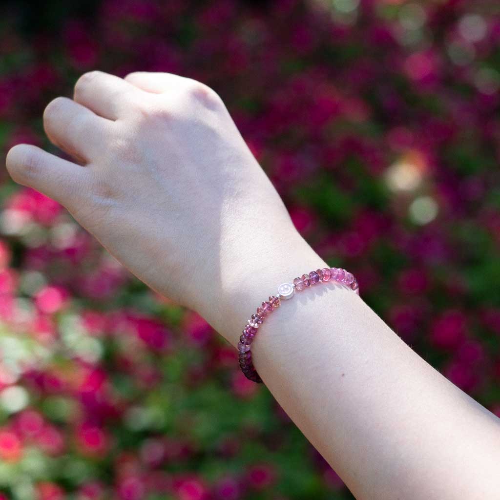 Jelly Bean - Pink Tourmaline Smiley Bracelet